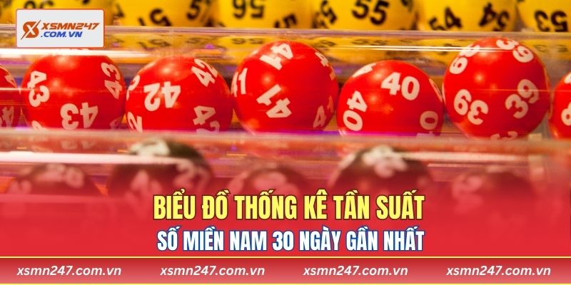 Biểu đồ thống kê tần suất số miền Nam 30 ngày gần nhất